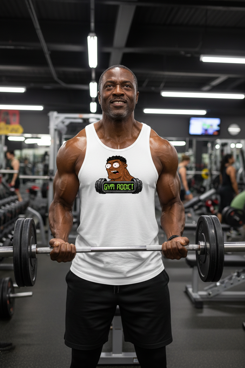 Gym Addict Lime Green Black Muscle Tee Workout