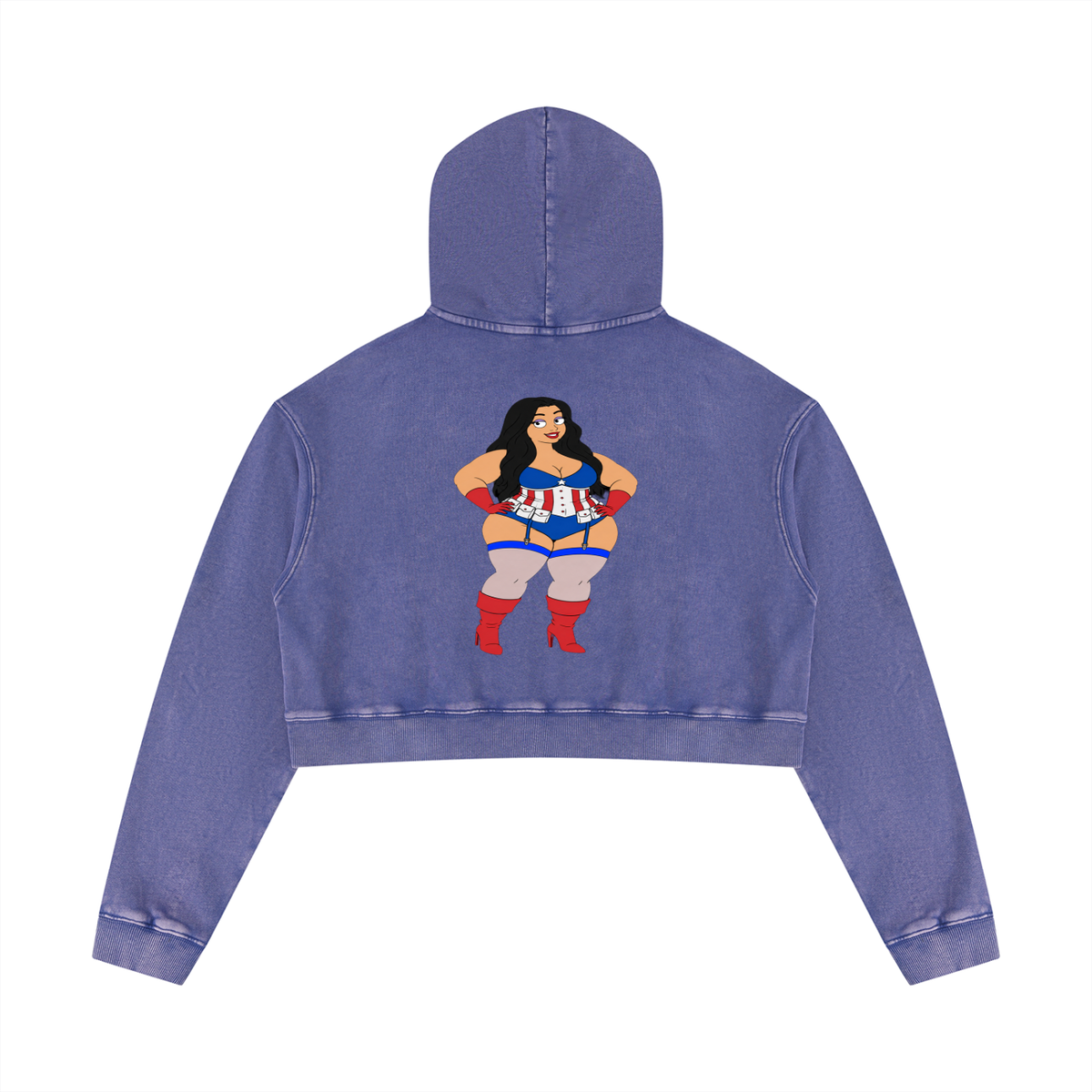 American BBW Queen Crop Hoodie