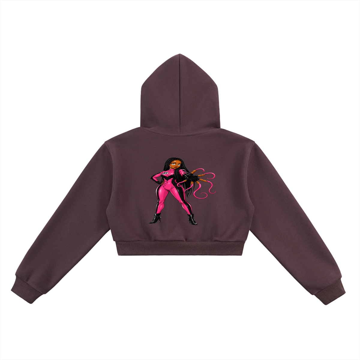 Black Queen Slim Thick Cropped Hoodie