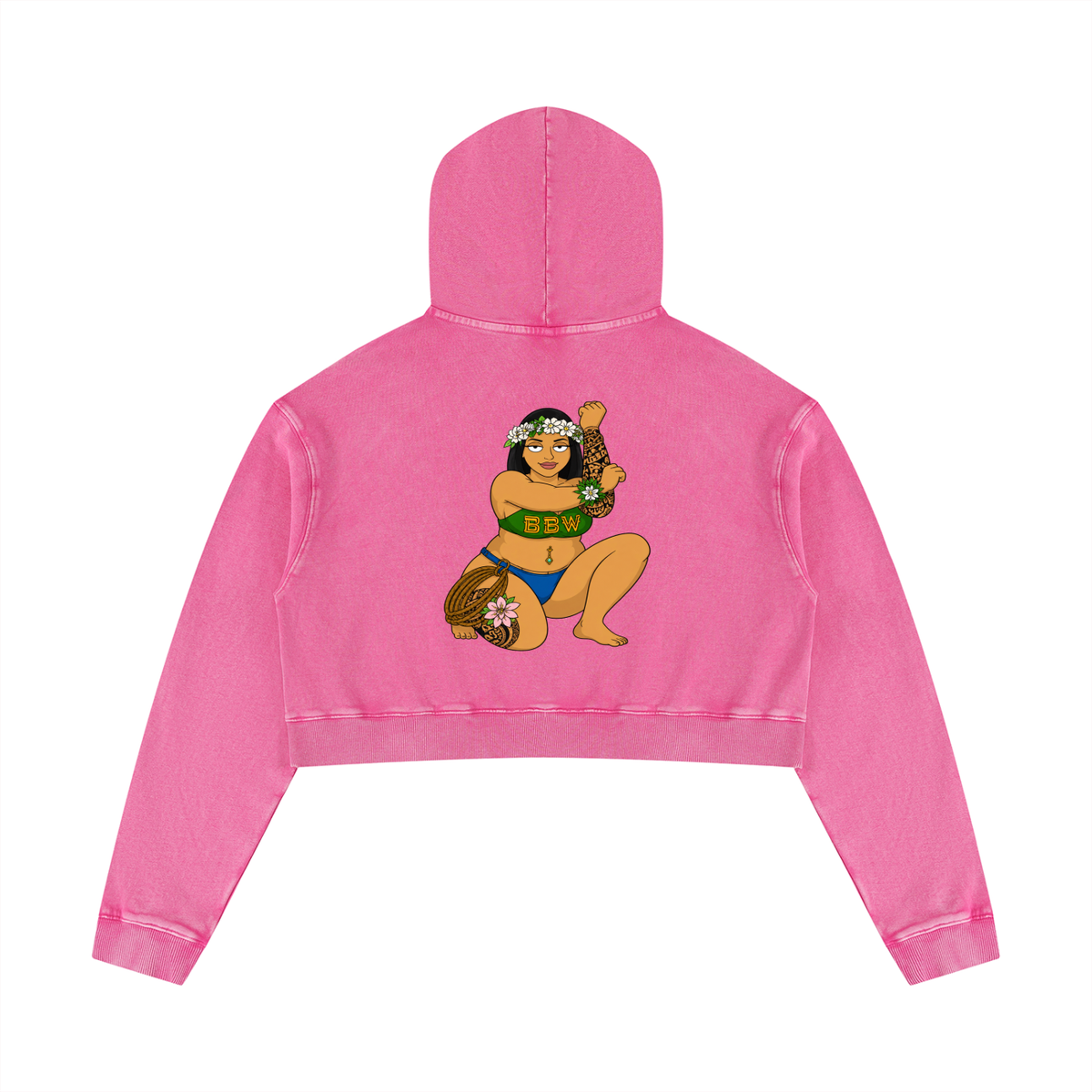 Polynesian BBW Queen Crop Hoodie
