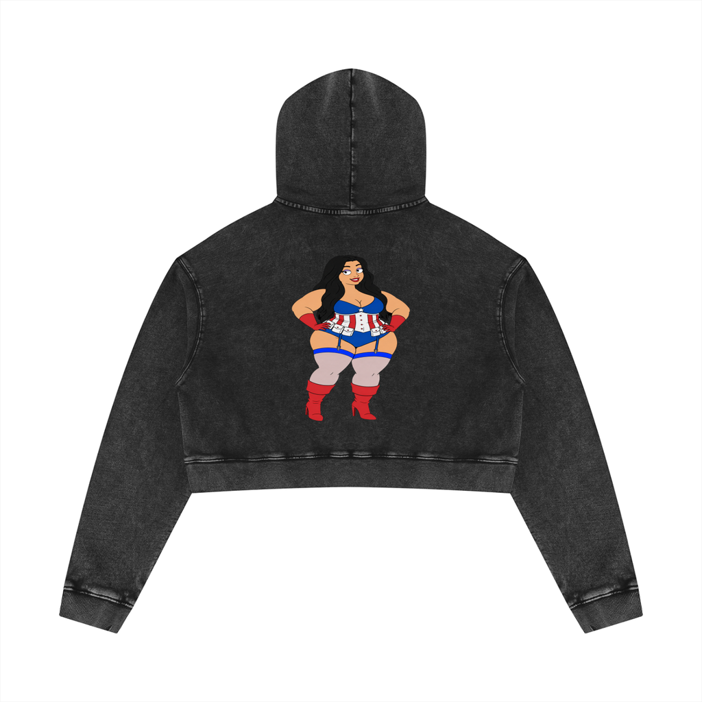 American BBW Queen Crop Hoodie