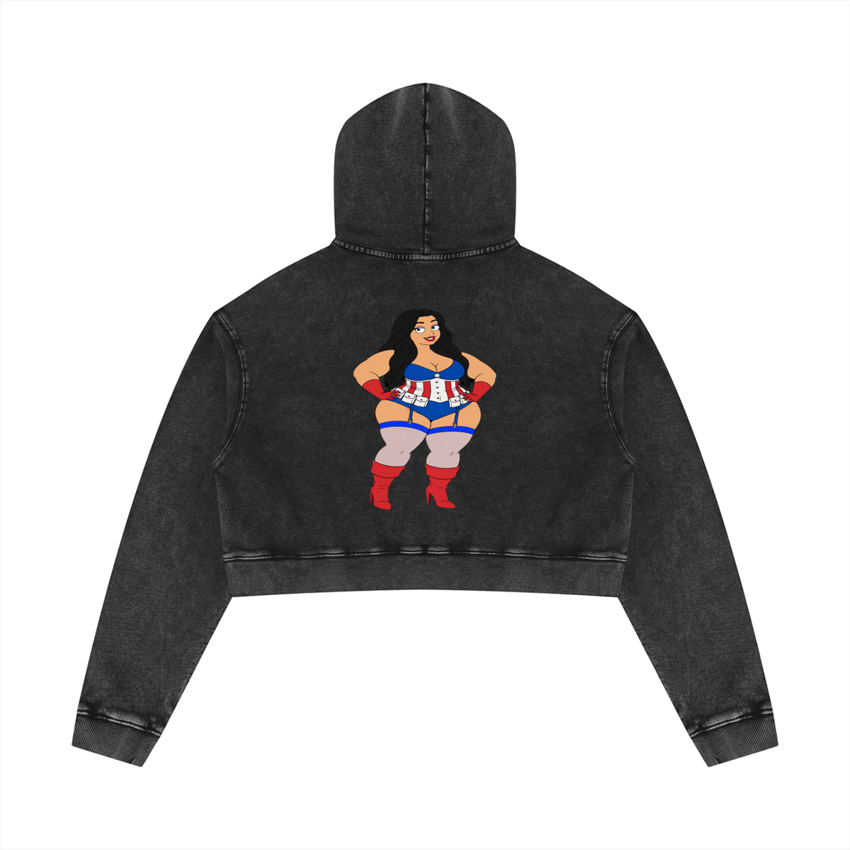 American BBW Queen Crop Hoodie