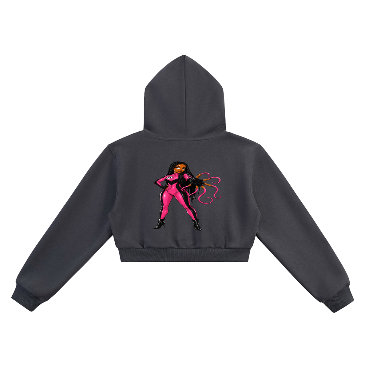 Black Queen Slim Thick Cropped Hoodie