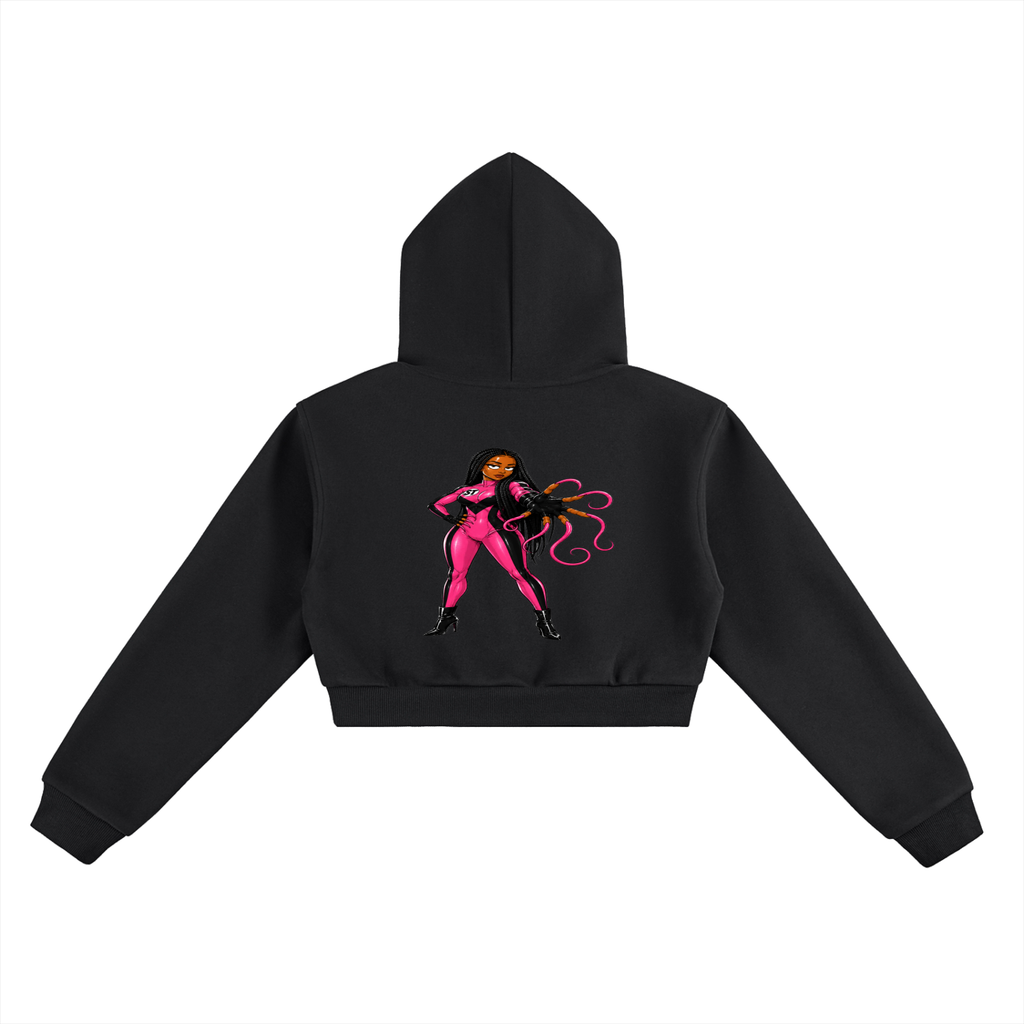 Black Queen Slim Thick Cropped Hoodie