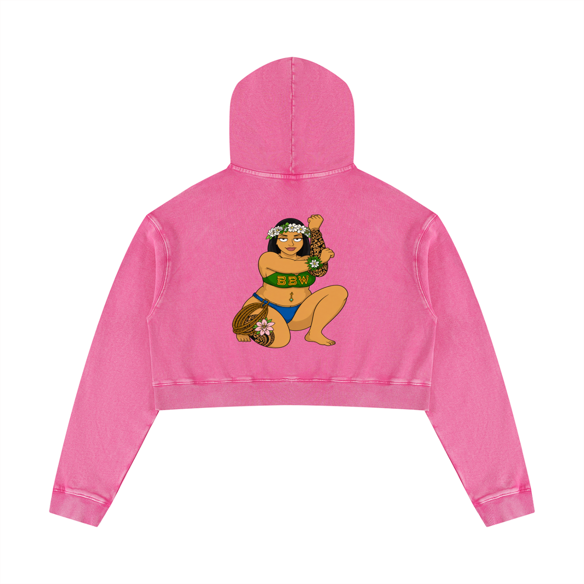 Polynesian BBW Queen Crop Hoodie