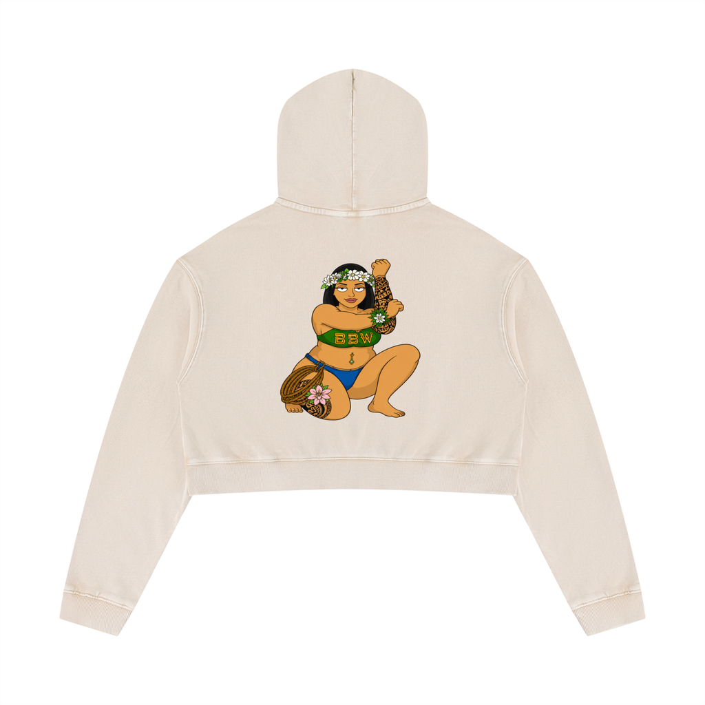 Polynesian BBW Queen Crop Hoodie