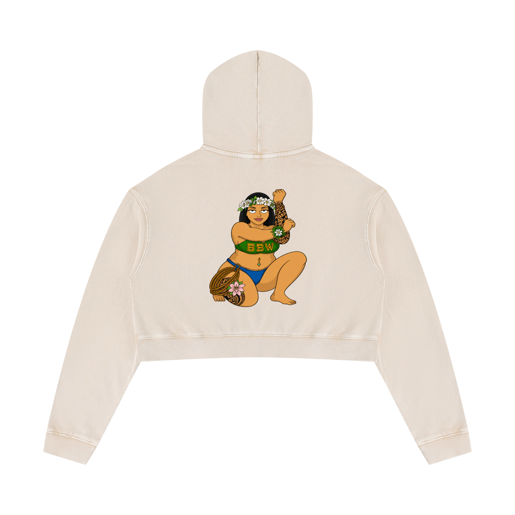 Polynesian BBW Queen Crop Hoodie