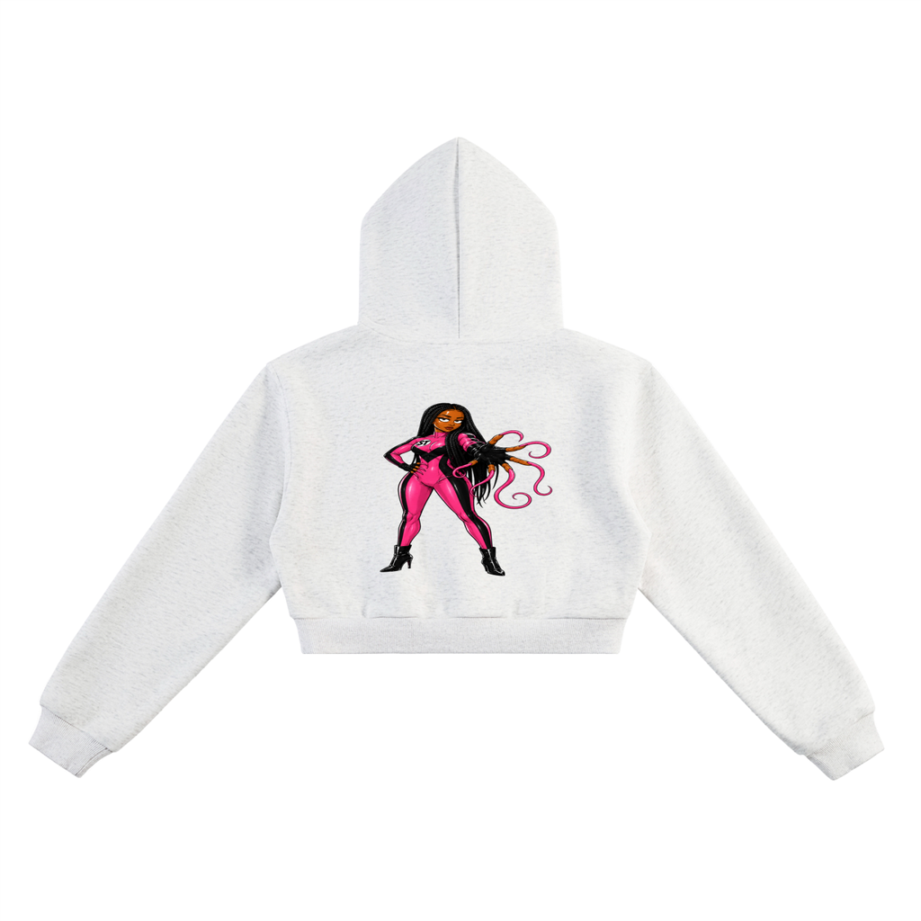 Black Queen Slim Thick Cropped Hoodie