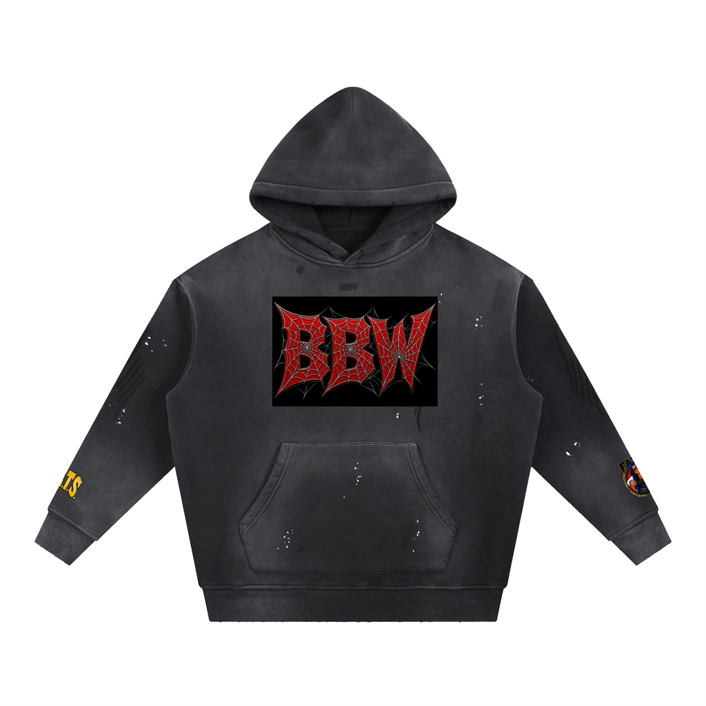 Vintage Washed Frayed Fleece Hoodie