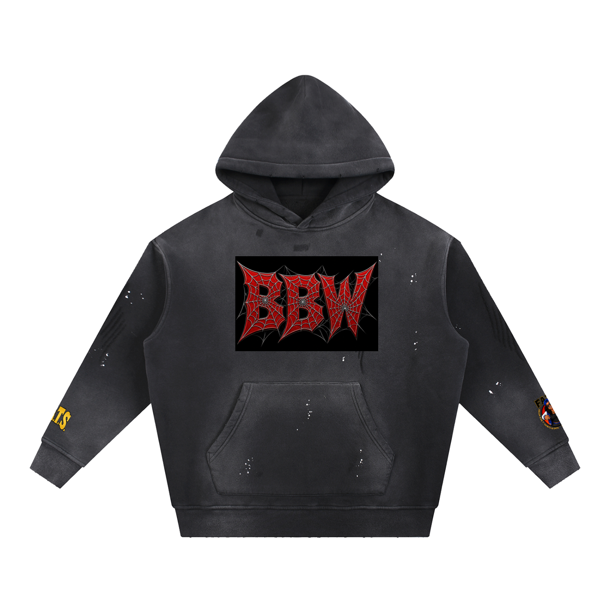 Vintage Washed Frayed Fleece Hoodie