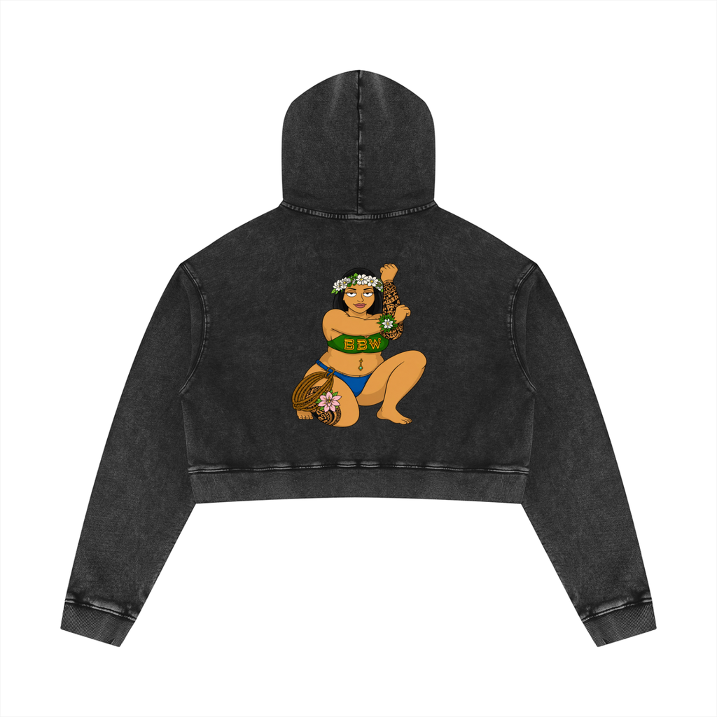 Polynesian BBW Queen Crop Hoodie