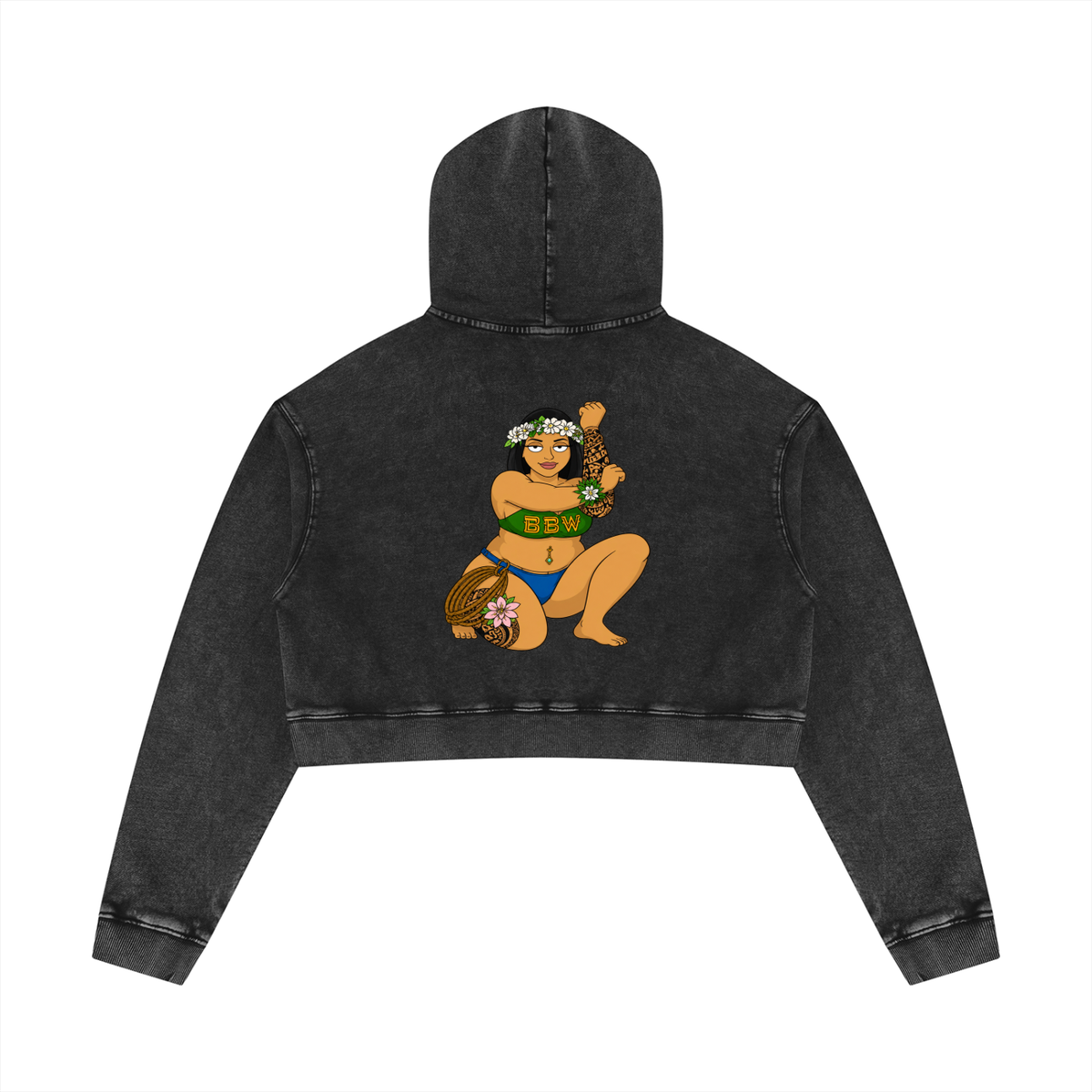 Polynesian BBW Queen Crop Hoodie