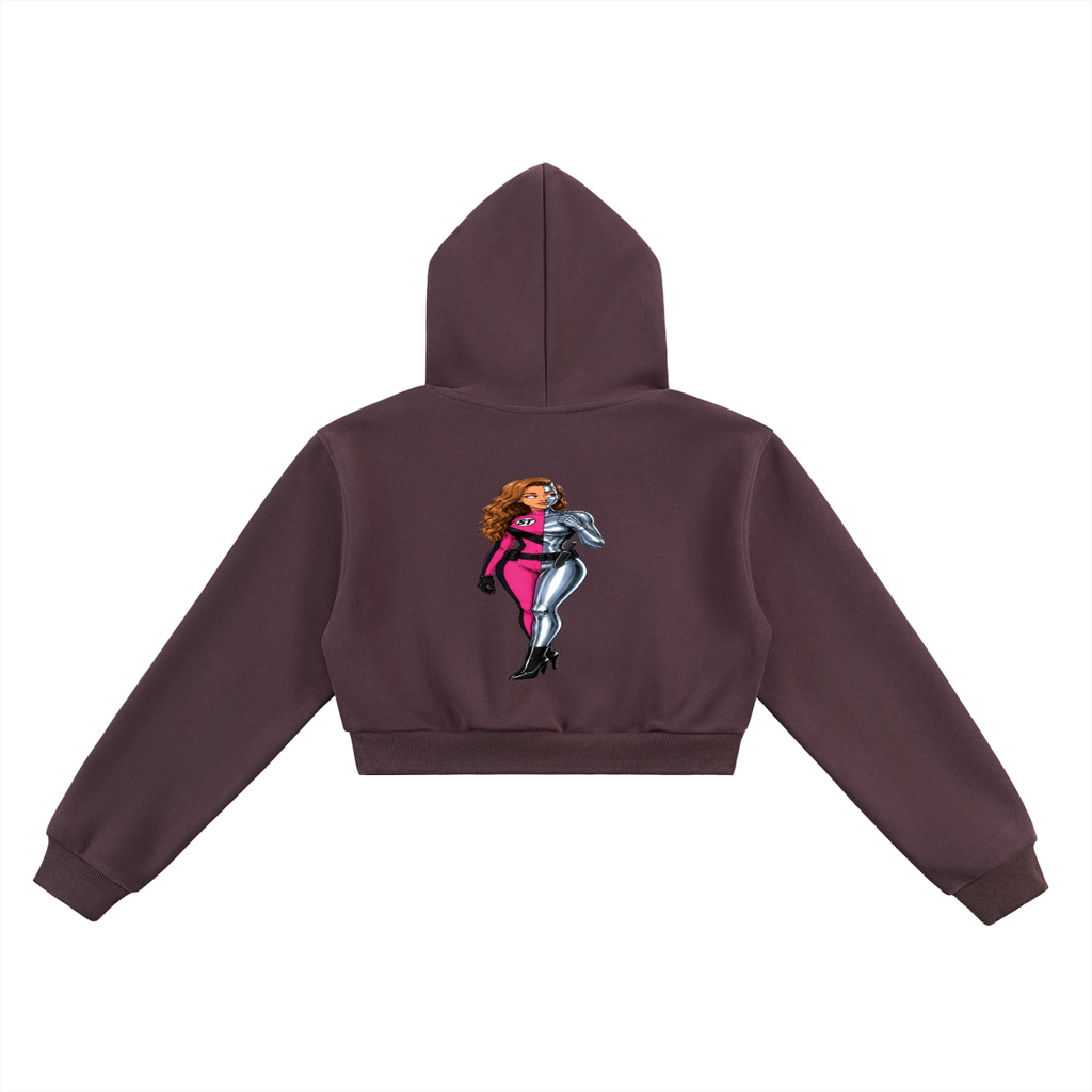 White Queen Slim Thick Cropped Hoodie