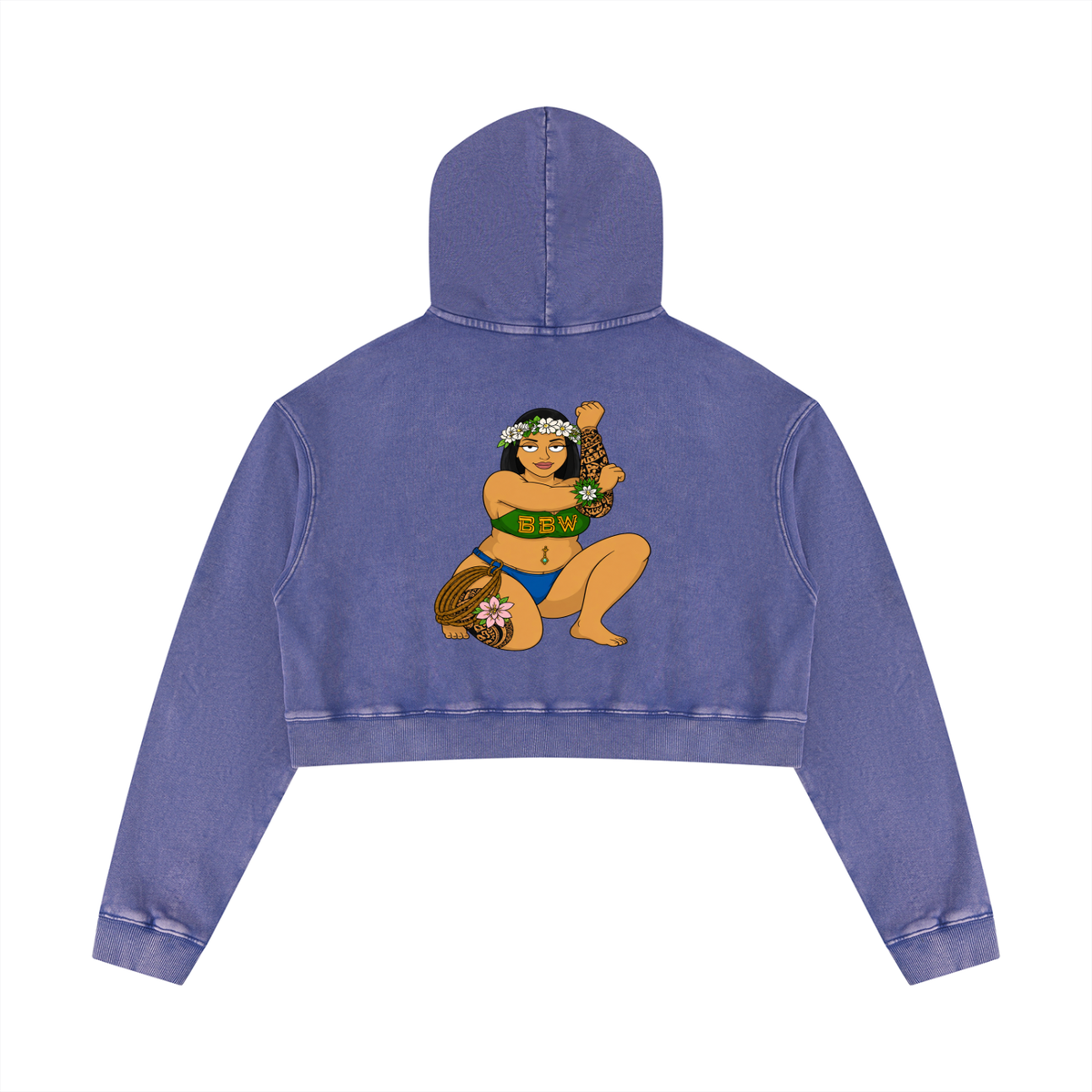 Polynesian BBW Queen Crop Hoodie