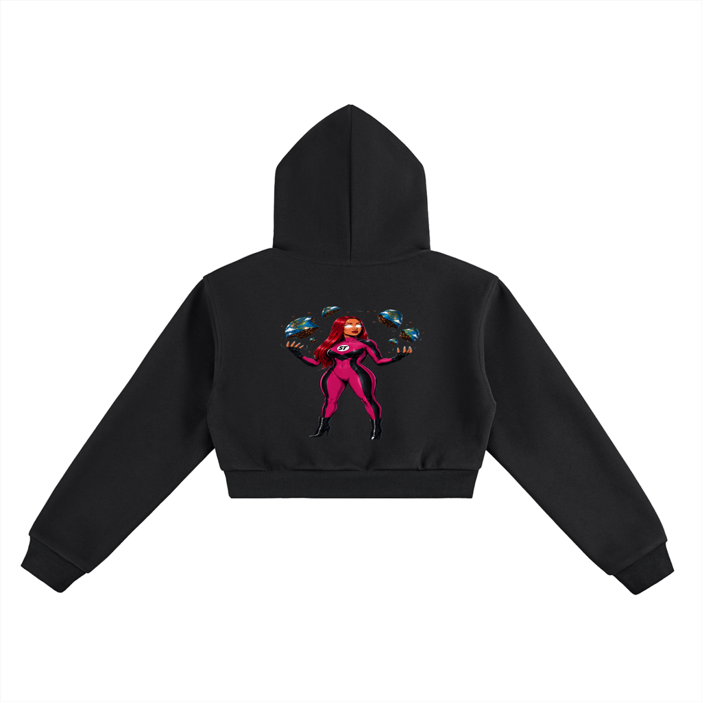 Mixed Queen Slim Thick Cropped Hoodie