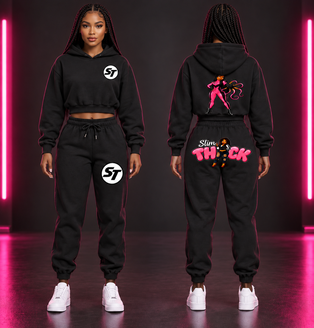 Black Queen Slim Thick 2 piece Sweat Suit